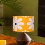Multicolor Cotton Table lamp with Wood Natural Base (7×12 inches)-17