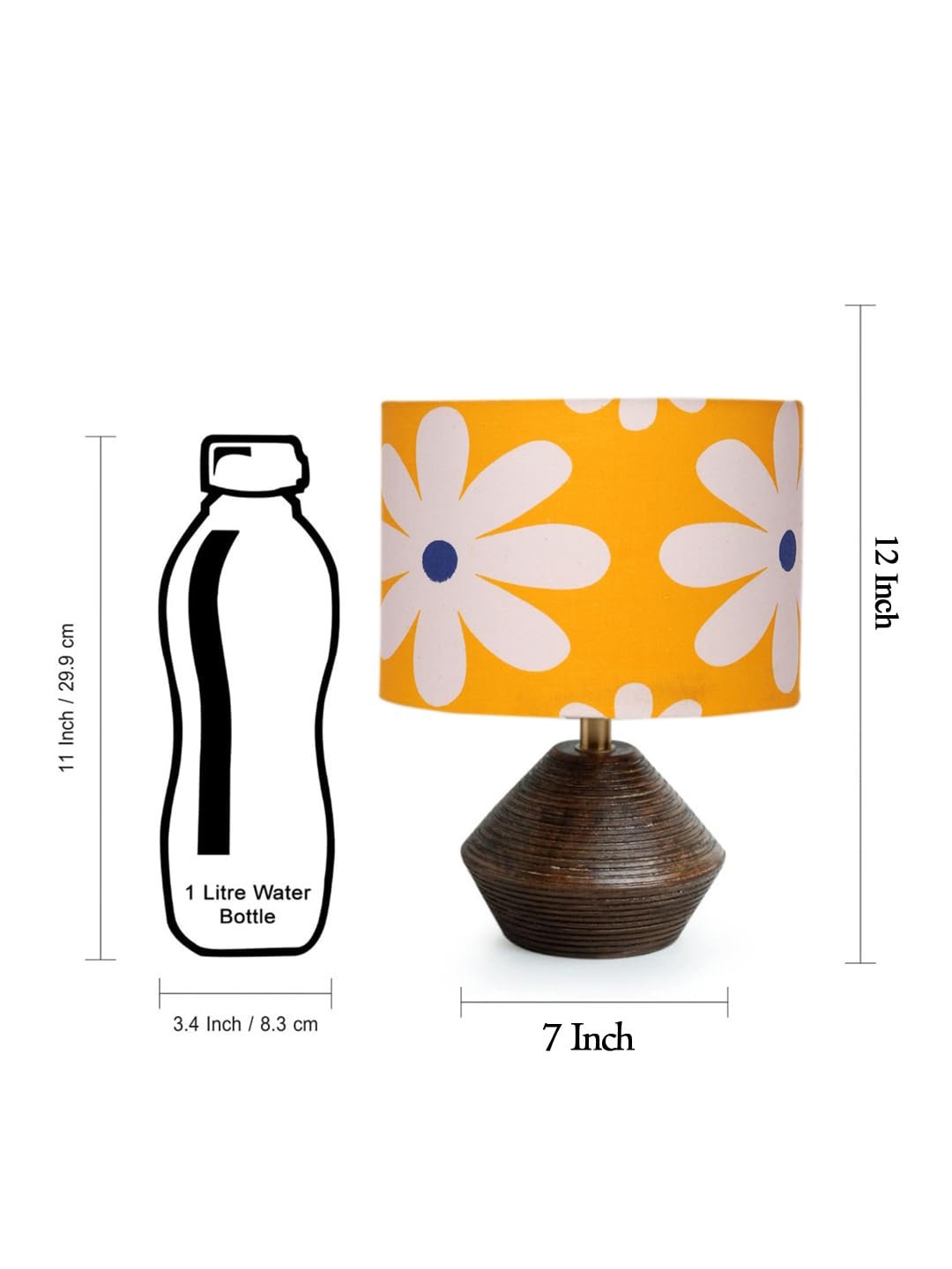 Multicolor Cotton Table lamp with Wood Natural Base (7x12 inches)-17
