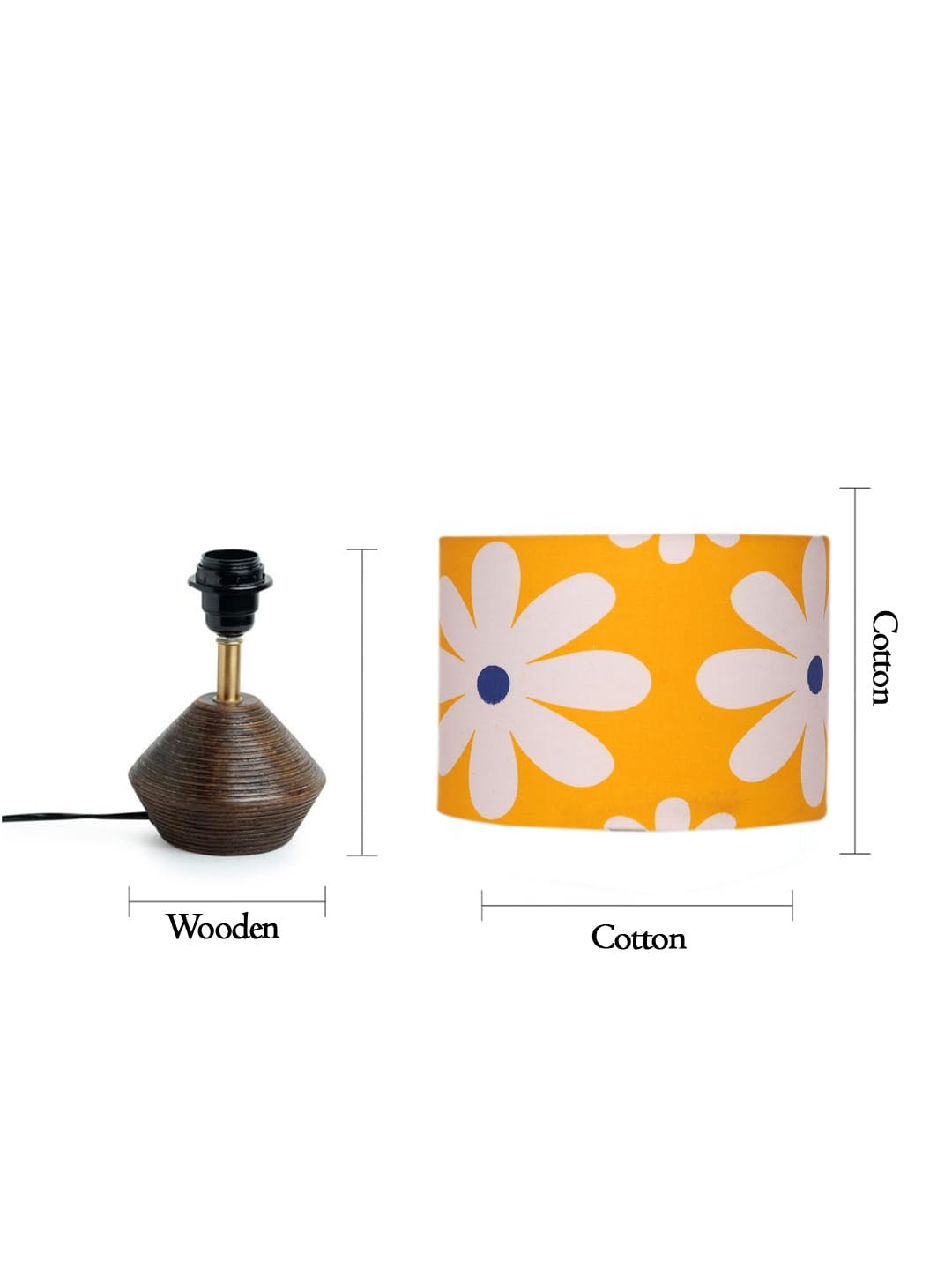 Multicolor Cotton Table lamp with Wood Natural Base (7x12 inches)-17