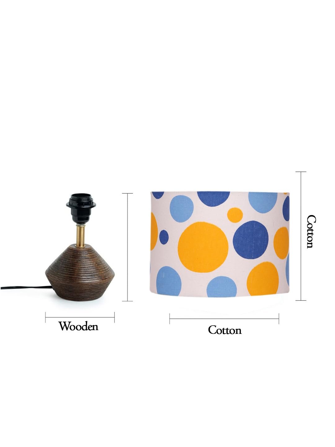 Multicolor Cotton Table lamp with Wood Natural Base (7x12 inches)-18