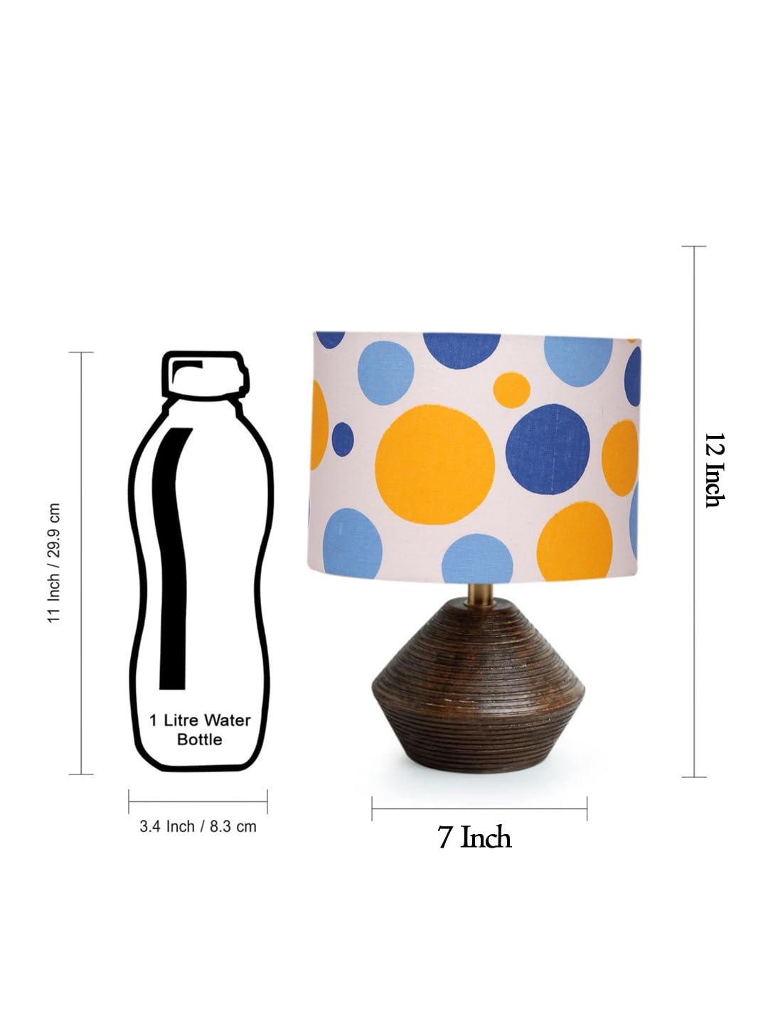Multicolor Cotton Table lamp with Wood Natural Base (7x12 inches)-18