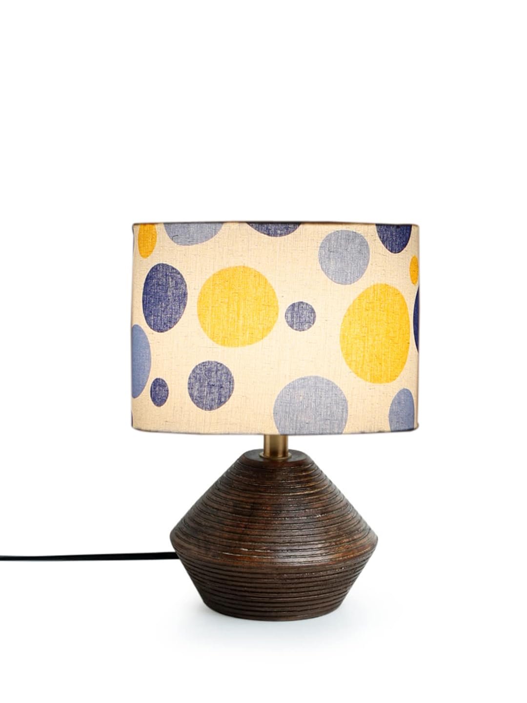 Multicolor Cotton Table lamp with Wood Natural Base (7x12 inches)-18