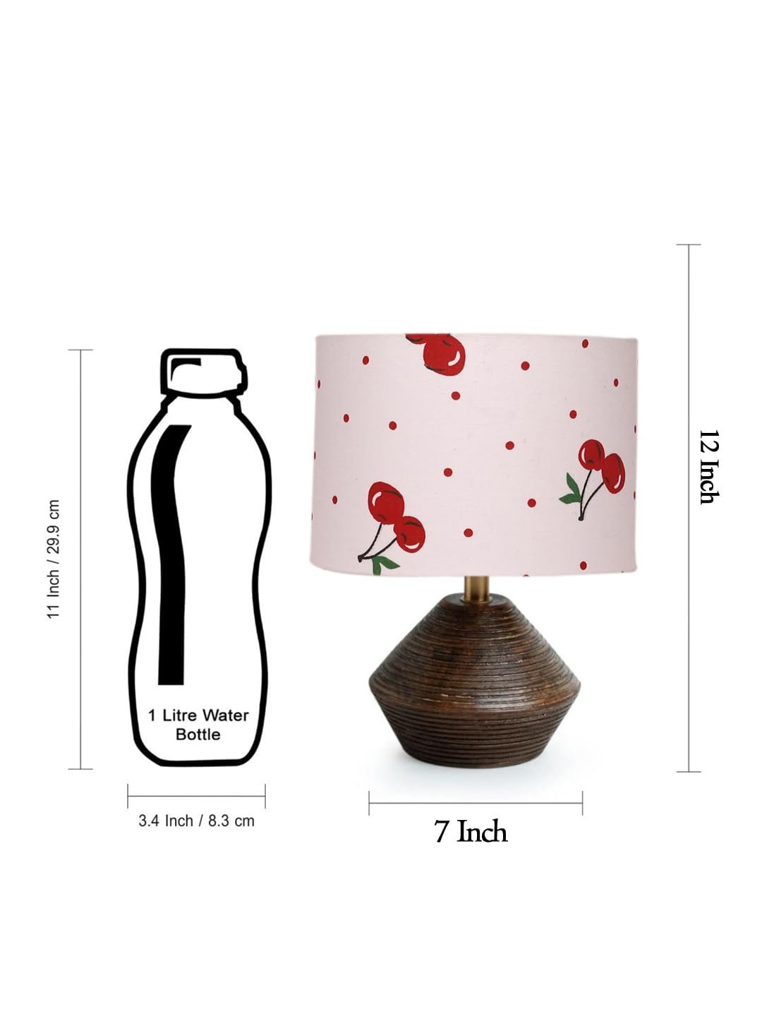 Multicolor Cotton Table lamp with Wood Natural Base (7x12 inches)-19