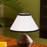 Multicolor Cotton Table lamp with Wood Natural Base (10×12 inches)-33