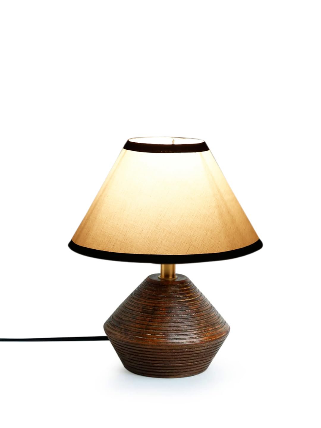 Multicolor Cotton Table lamp with Wood Natural Base (10x12 inches)-33