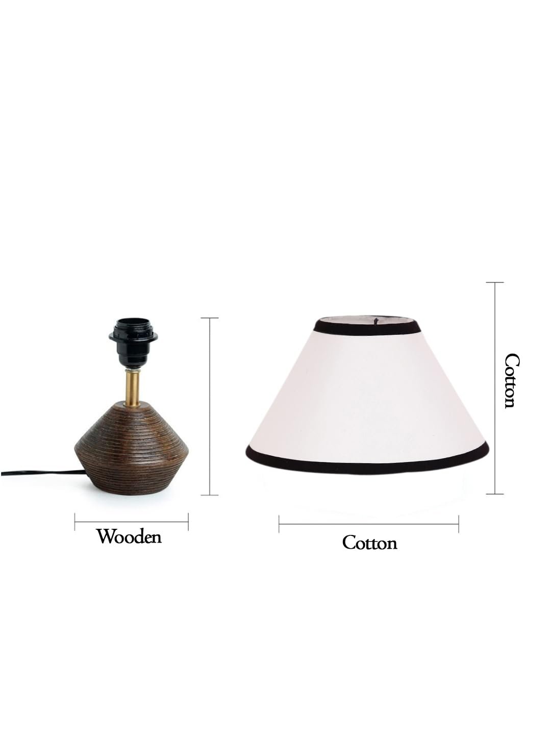 Multicolor Cotton Table lamp with Wood Natural Base (10x12 inches)-33