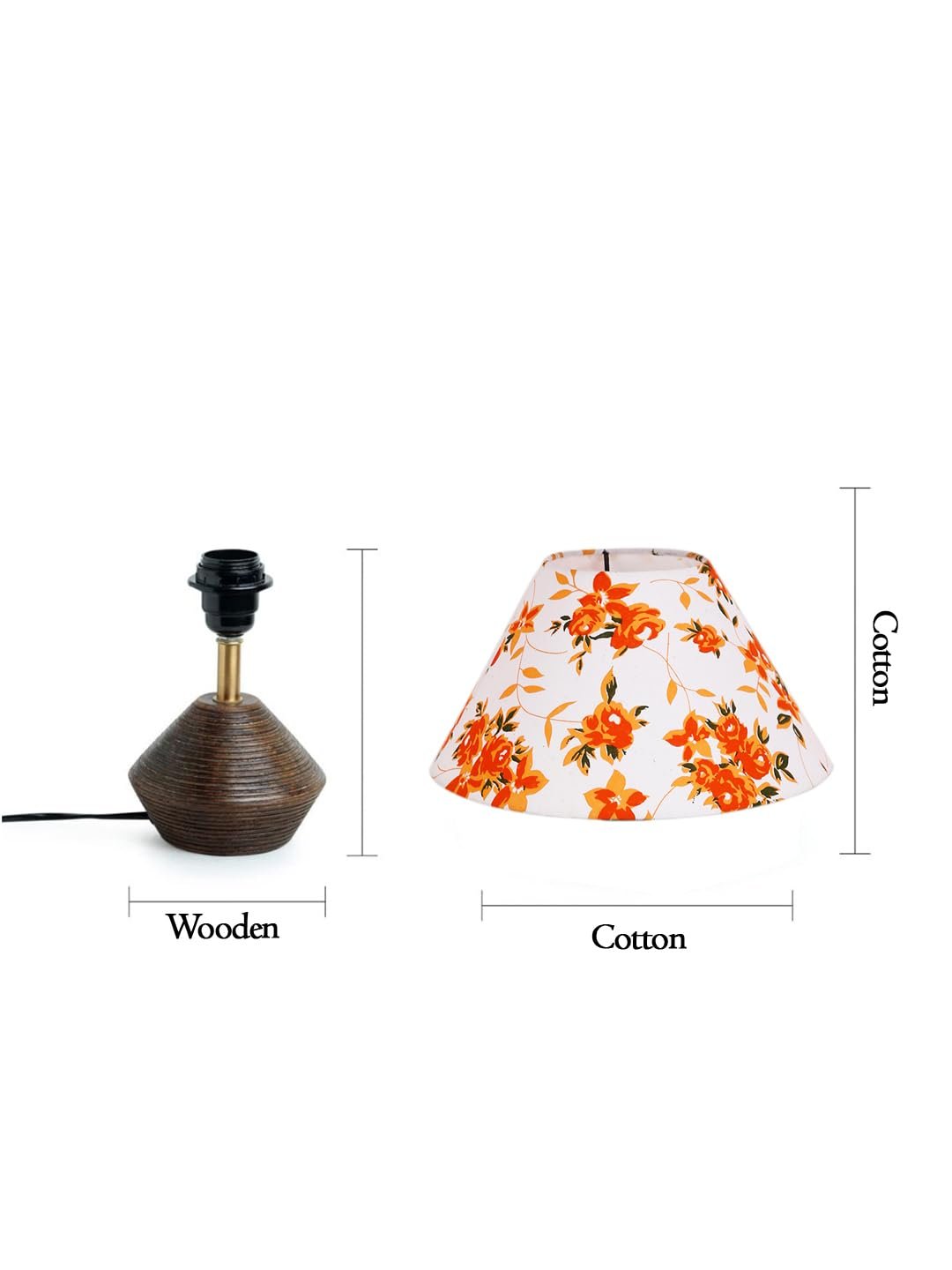 Multicolor Cotton Table lamp with Wood Natural Base (10x12 inches)-39