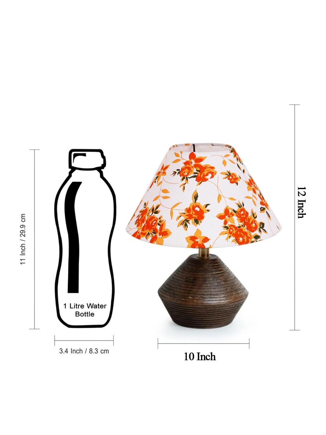 Multicolor Cotton Table lamp with Wood Natural Base (10x12 inches)-39