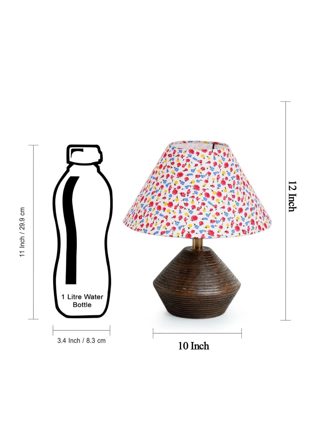 Multicolor Cotton Table lamp with Wood Natural Base (10x12 inches)-40