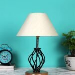 Off-White Cotton Table lamp with Wood & Iron Base(0+D2:D2291)