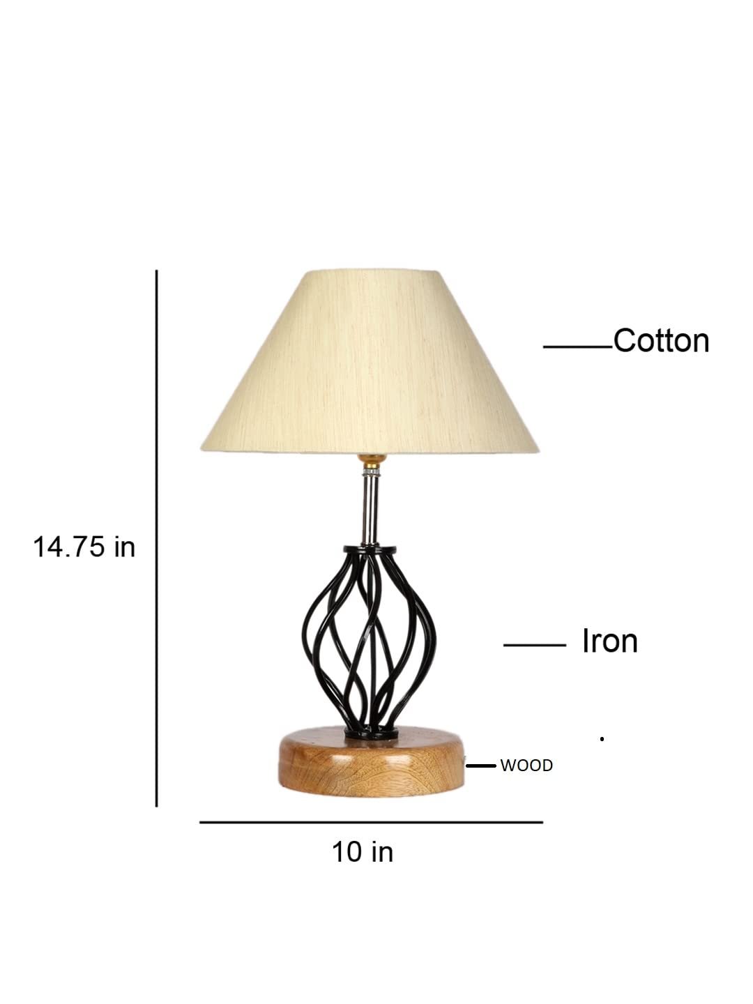 Off-White Cotton Table lamp with Wood & Iron Base(0+D2:D2291)