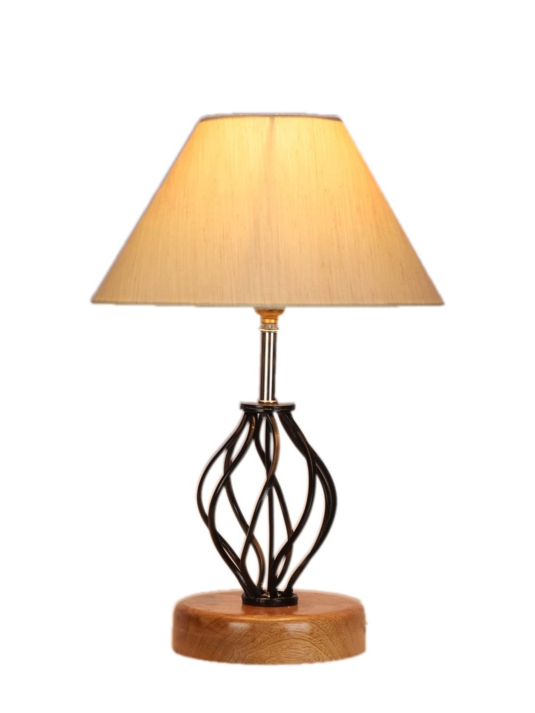 Off-White Cotton Table lamp with Wood & Iron Base(0+D2:D2291)