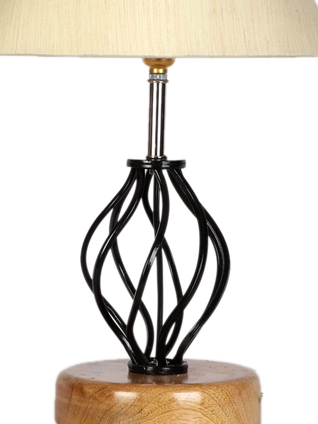 Off-White Cotton Table lamp with Wood & Iron Base(0+D2:D2291)
