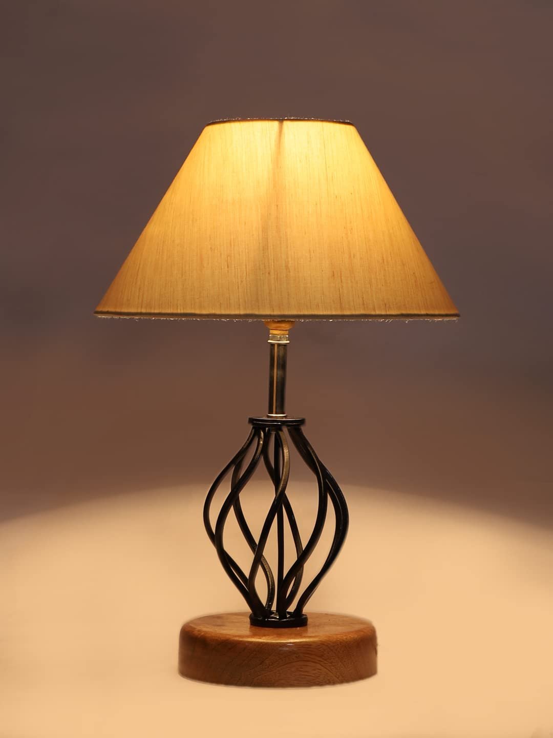 Off-White Cotton Table lamp with Wood & Iron Base(0+D2:D2291)