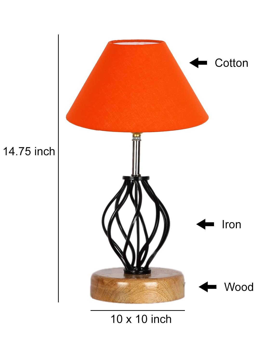 Orange Cotton Table lamp with Wood & Iron Base(04)