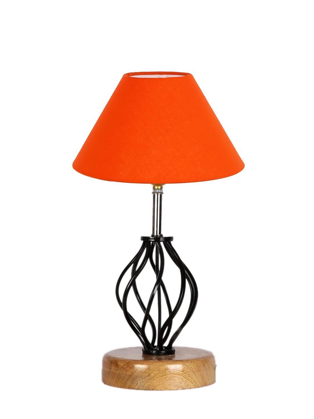 Orange Cotton Table lamp with Wood & Iron Base(04)