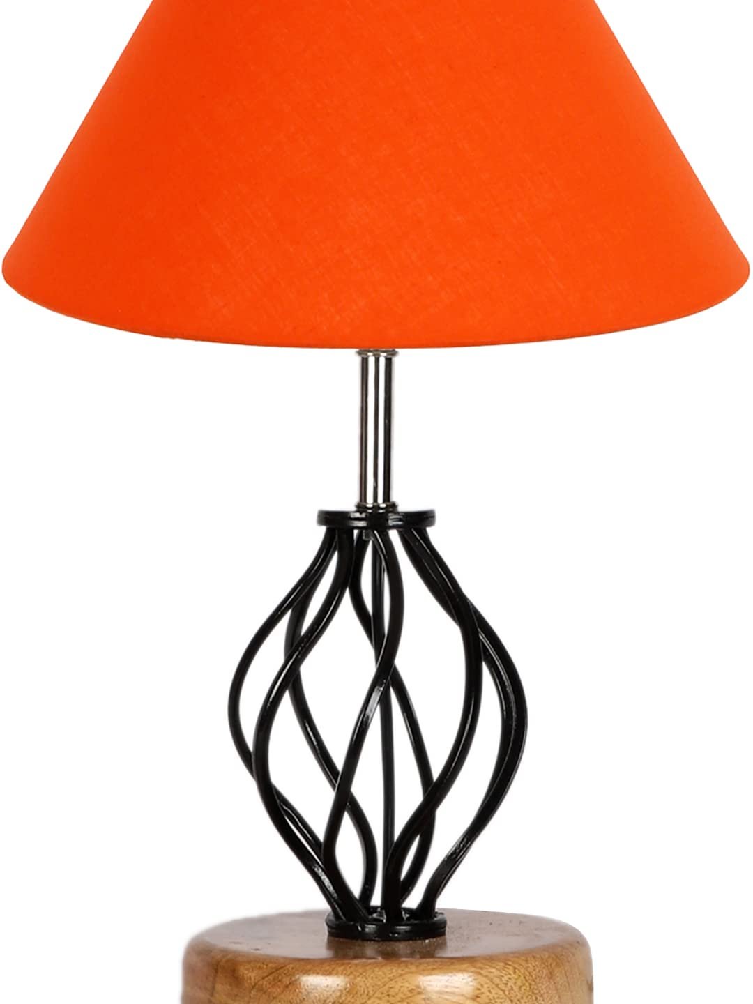 Orange Cotton Table lamp with Wood & Iron Base(04)