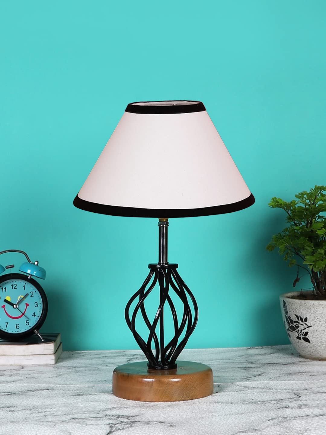 Multicolor Cotton Table lamp with Wood & Iron Base(07)