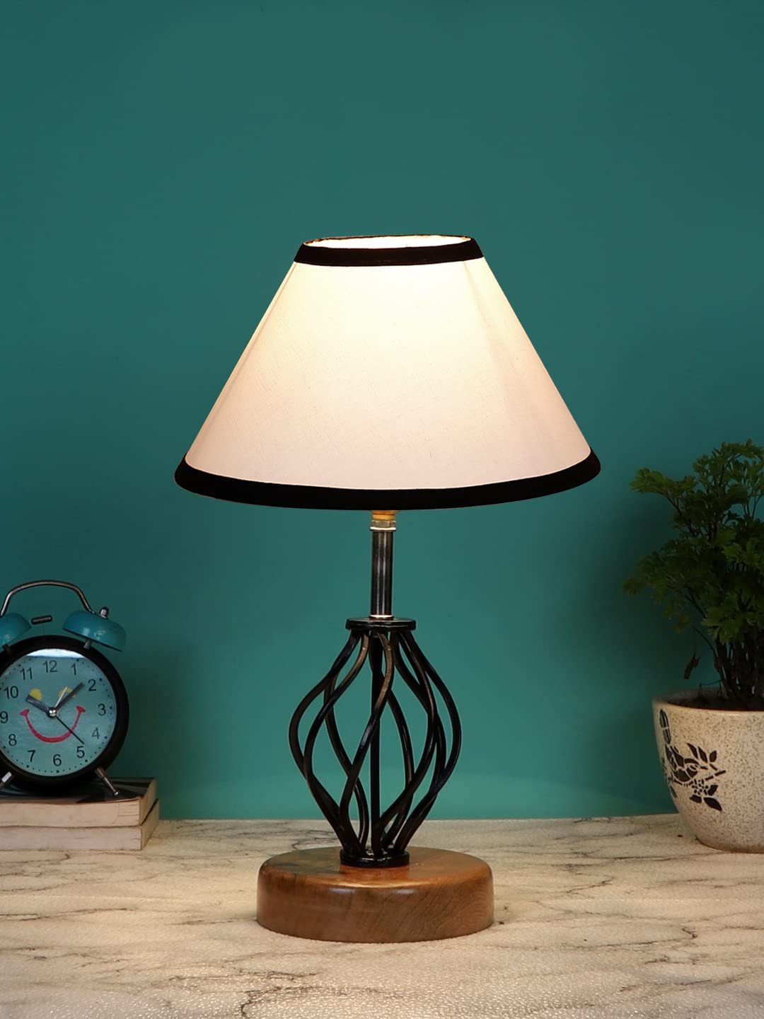 Multicolor Cotton Table lamp with Wood & Iron Base(07)