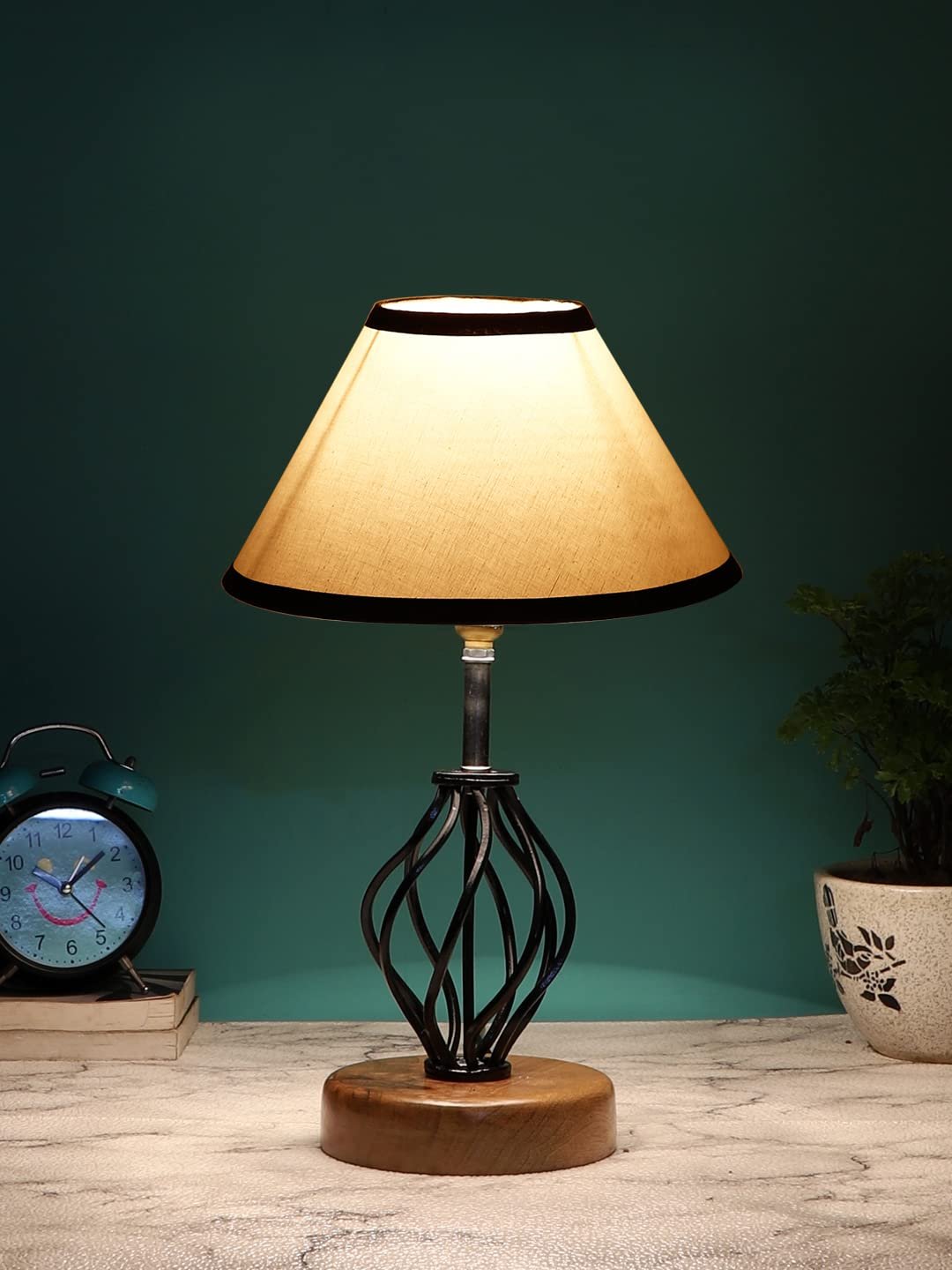 Multicolor Cotton Table lamp with Wood & Iron Base(07)