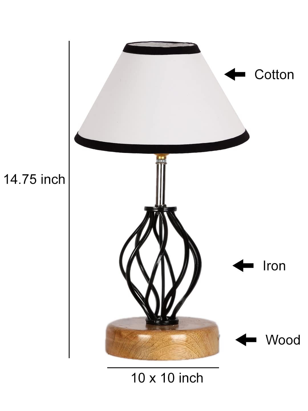 Multicolor Cotton Table lamp with Wood & Iron Base(07)