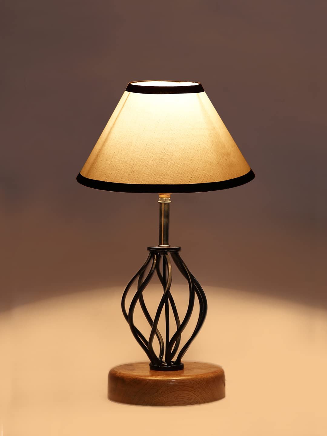 Multicolor Cotton Table lamp with Wood & Iron Base(07)