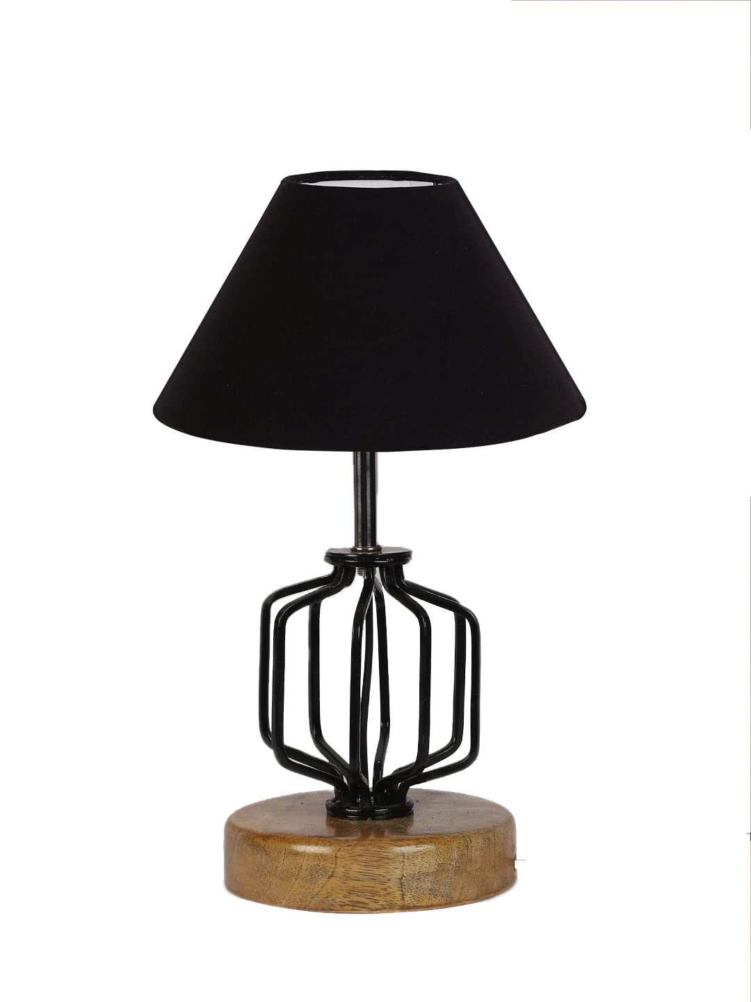 Black Cotton Table lamp with Wood & Iron Base(104)