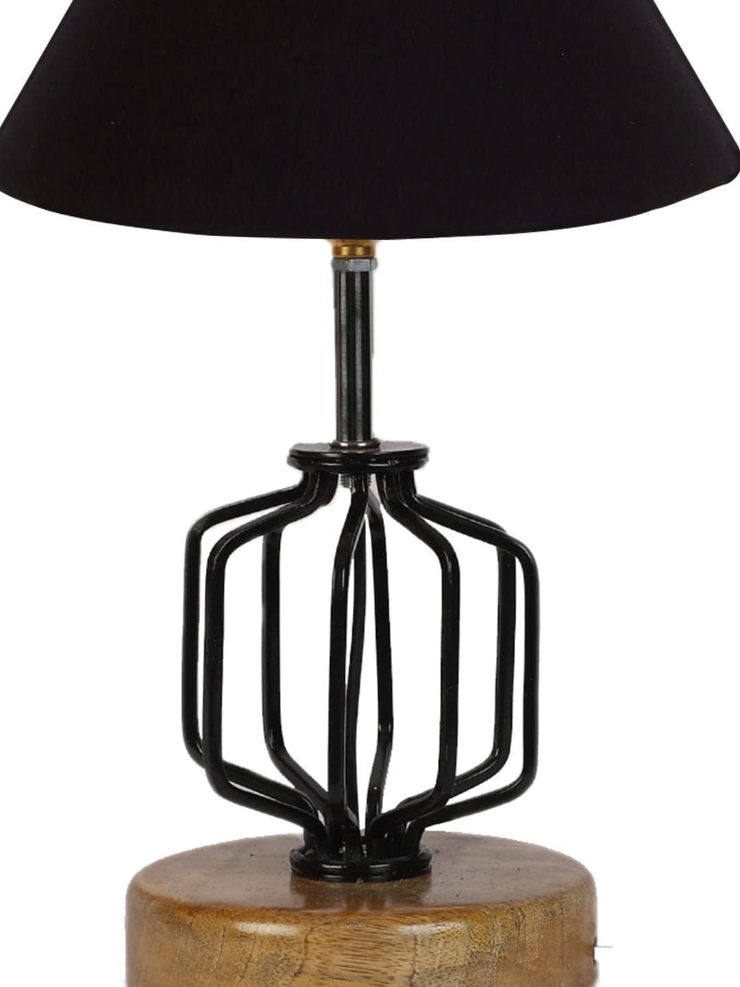 Black Cotton Table lamp with Wood & Iron Base(104)