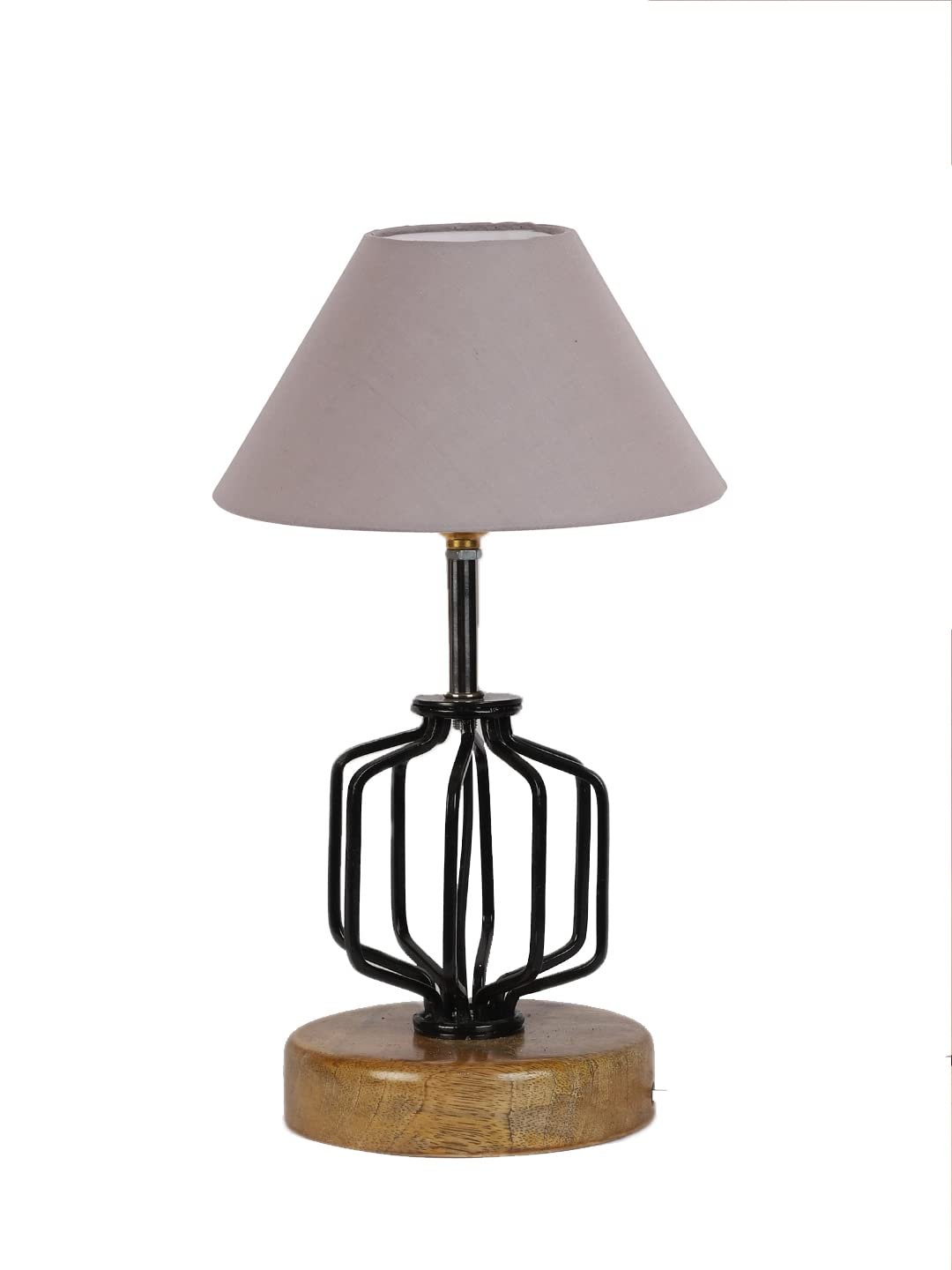 Grey Cotton Table lamp with Wood & Iron Base(108)