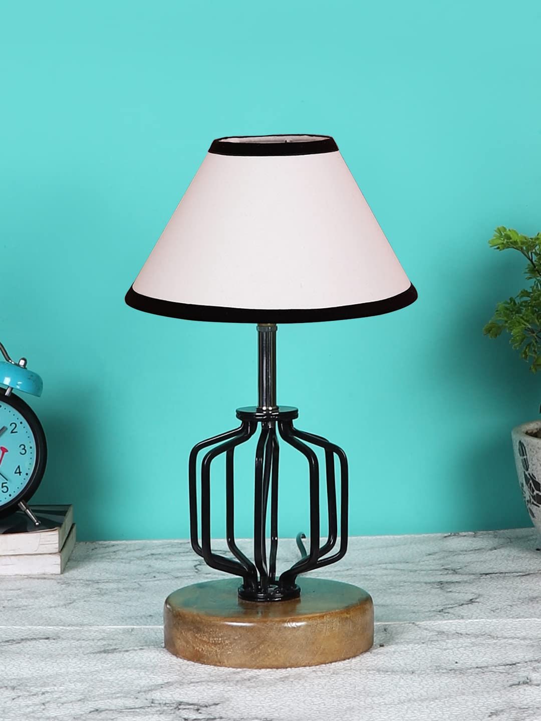 Multicolor Cotton Table lamp with Wood & Iron Base(109)