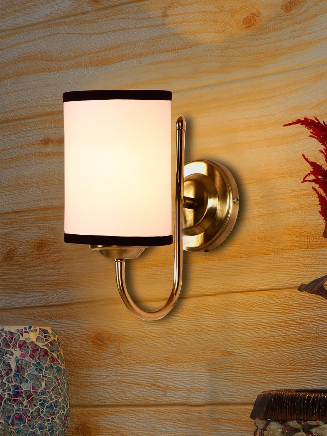 Maroon Jute Table lamp with Wood & Iron Base(112)