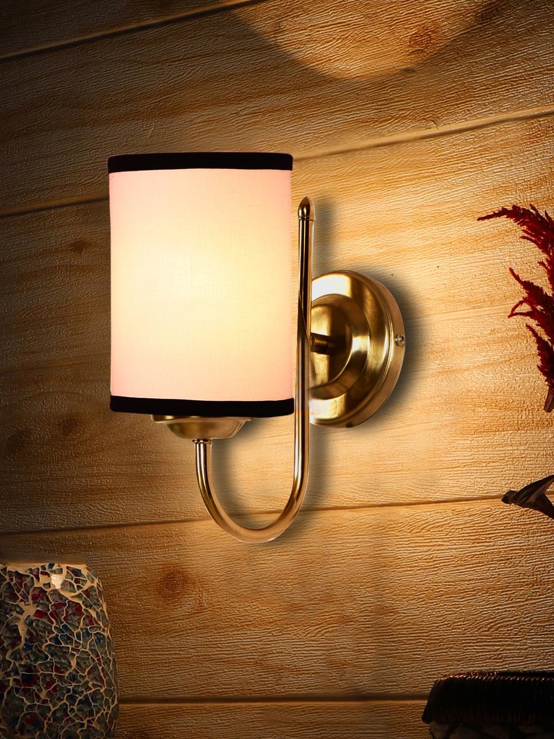 Maroon Jute Table lamp with Wood & Iron Base(112)