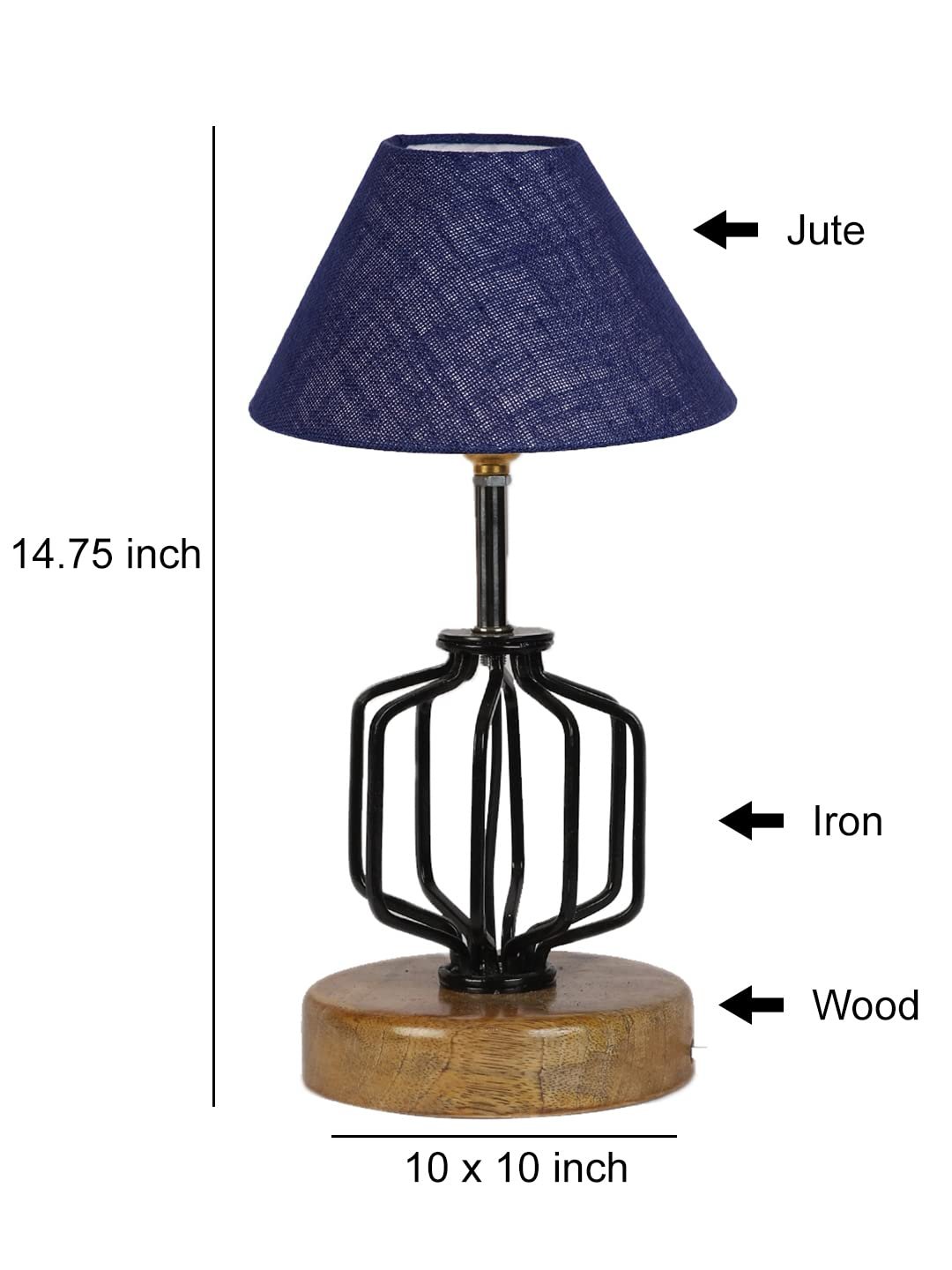 Blue Jute Table lamp with Wood & Iron Base(113)