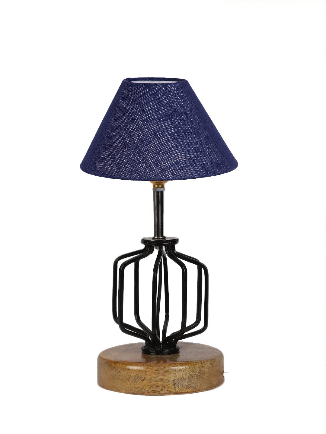 Blue Jute Table lamp with Wood & Iron Base(113)
