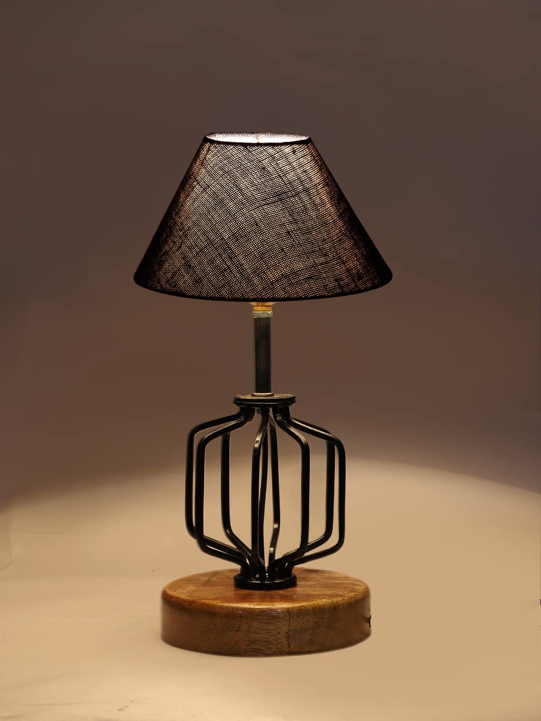 Blue Jute Table lamp with Wood & Iron Base(113)