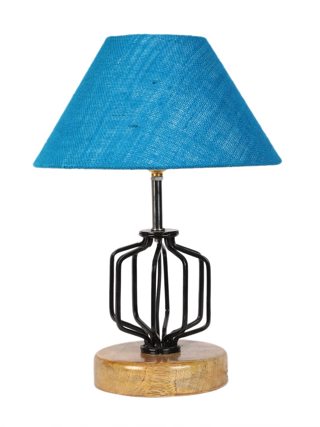 Turquoise Jute Table lamp with Wood & Iron Base(114)