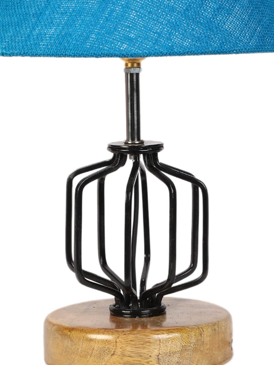 Turquoise Jute Table lamp with Wood & Iron Base(114)