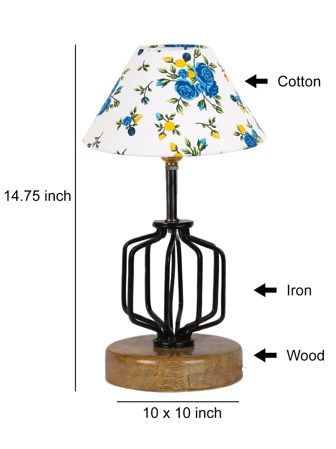 Multicolor Cotton Table lamp with Wood & Iron Base(115)