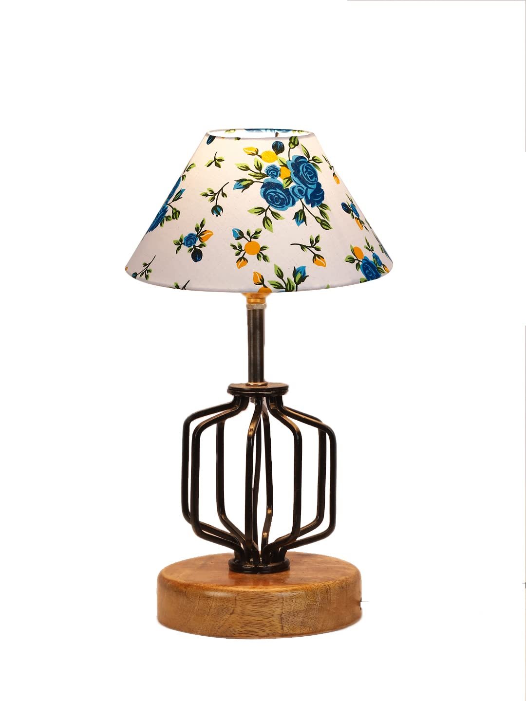 Multicolor Cotton Table lamp with Wood & Iron Base(115)