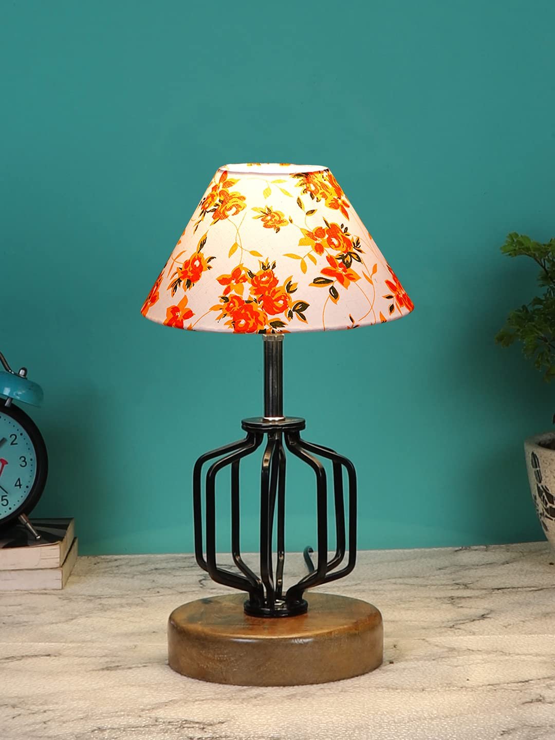 Multicolor Cotton Table lamp with Wood & Iron Base(116)