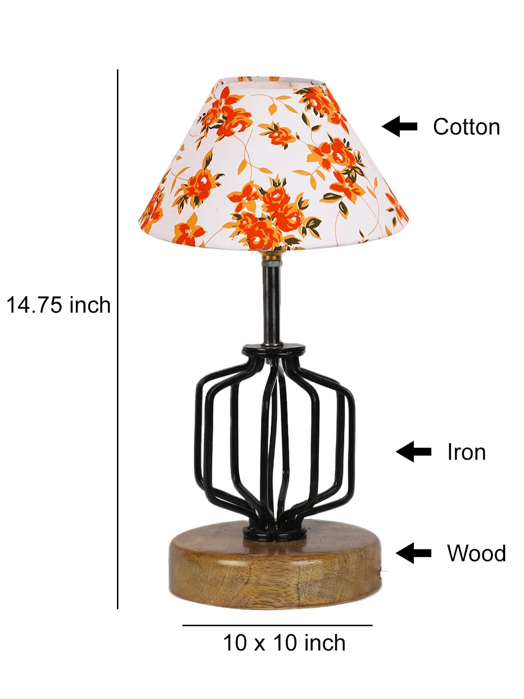 Multicolor Cotton Table lamp with Wood & Iron Base(116)
