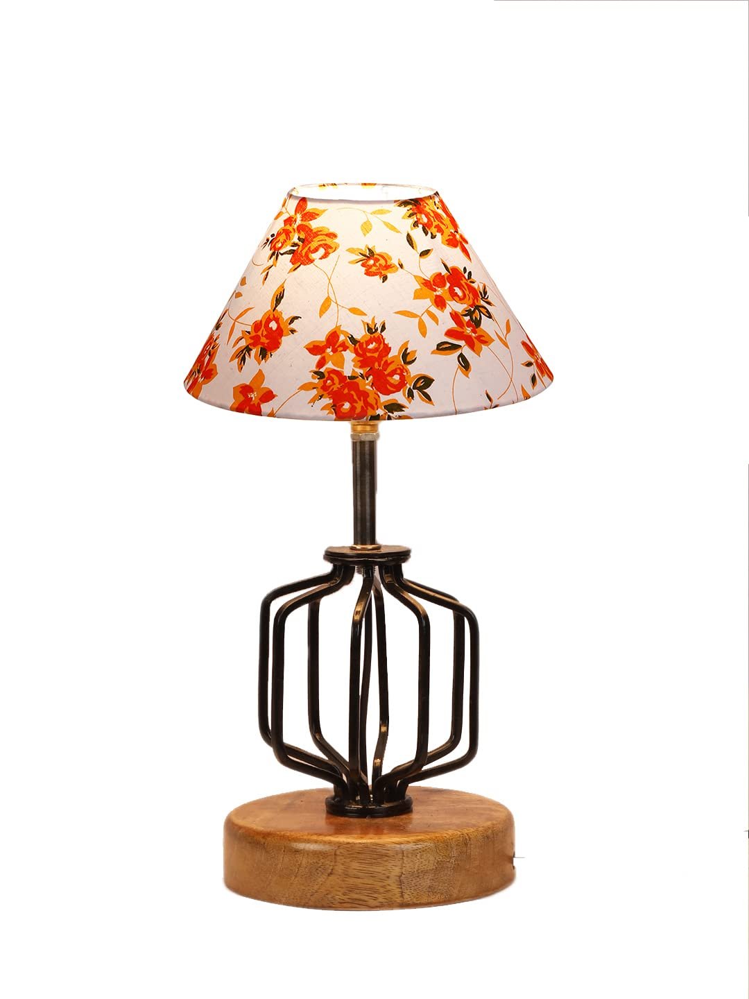Multicolor Cotton Table lamp with Wood & Iron Base(116)