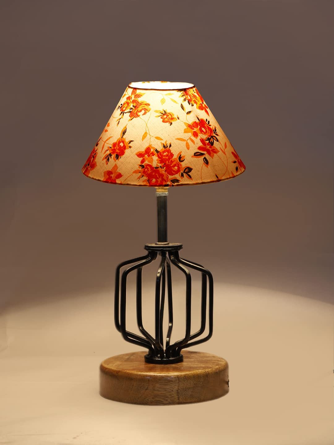Multicolor Cotton Table lamp with Wood & Iron Base(116)