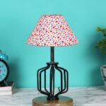 Multicolor Cotton Table lamp with Wood & Iron Base(117)