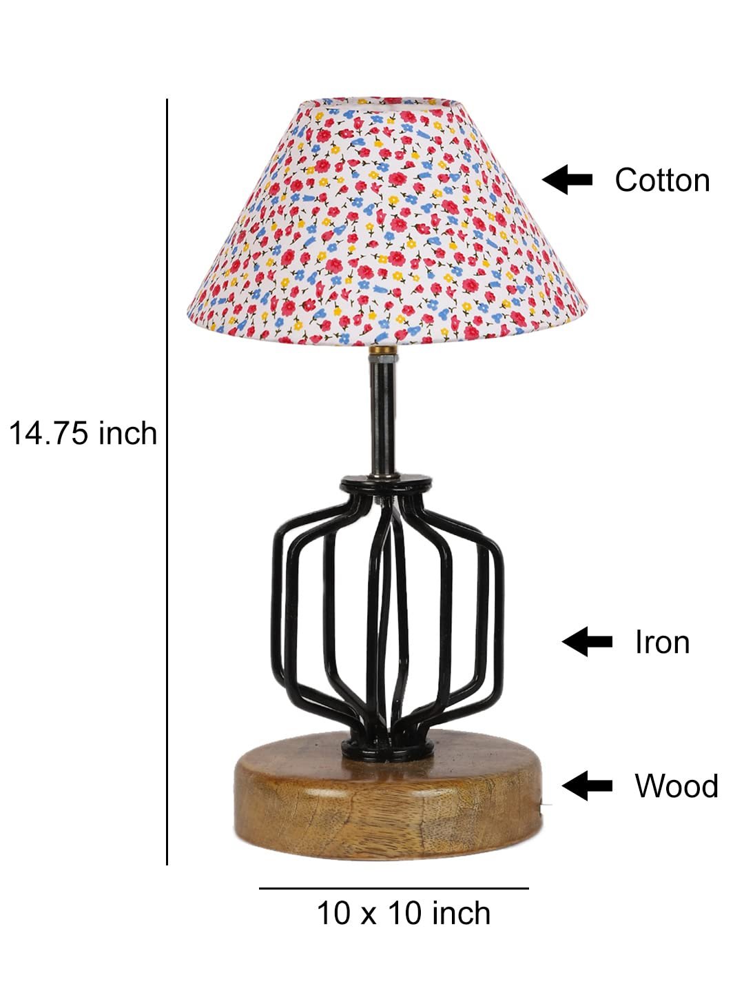 Multicolor Cotton Table lamp with Wood & Iron Base(117)
