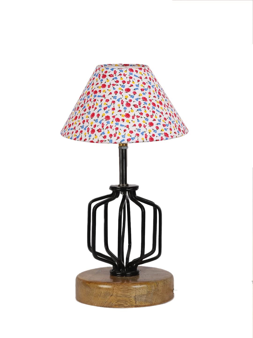 Multicolor Cotton Table lamp with Wood & Iron Base(117)