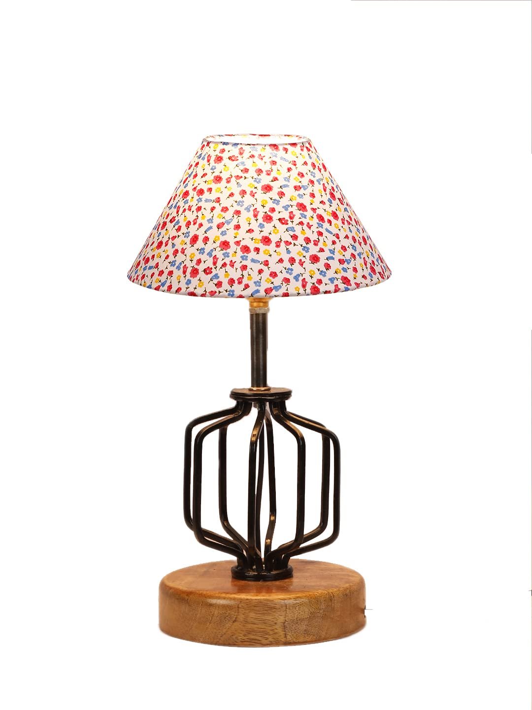 Multicolor Cotton Table lamp with Wood & Iron Base(117)