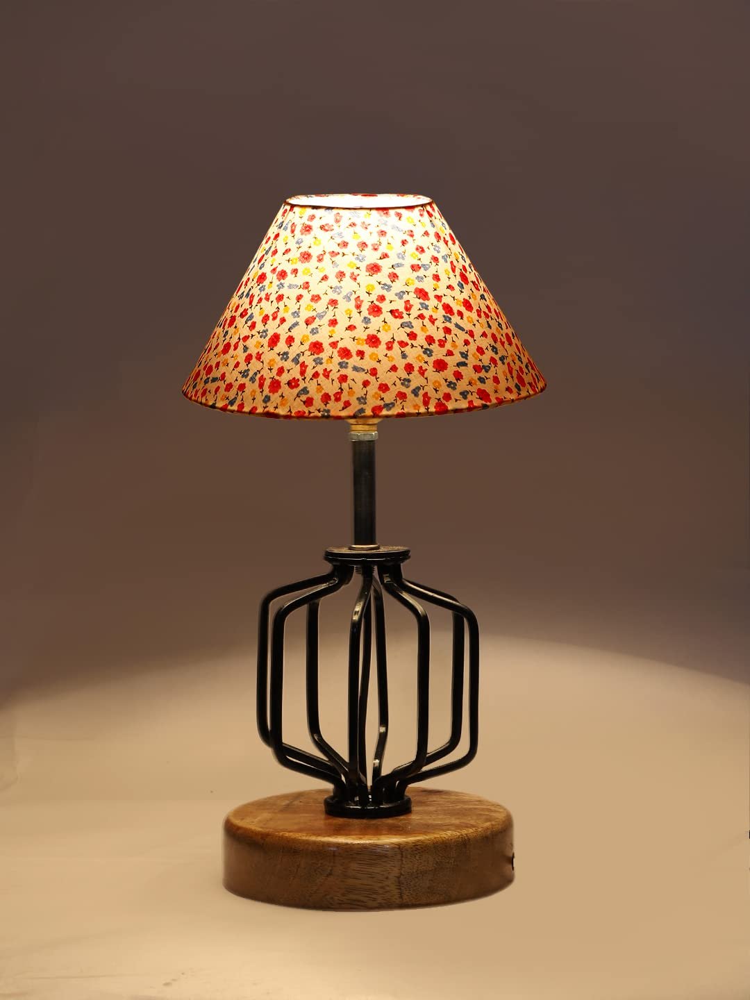 Multicolor Cotton Table lamp with Wood & Iron Base(117)