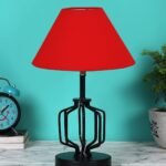Red Cotton Table lamp with Iron Base(122)