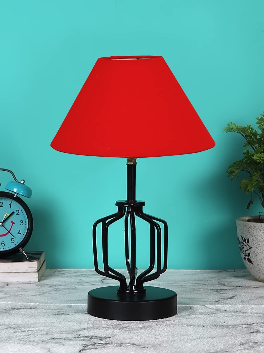 Red Cotton Table lamp with Iron Base(122)